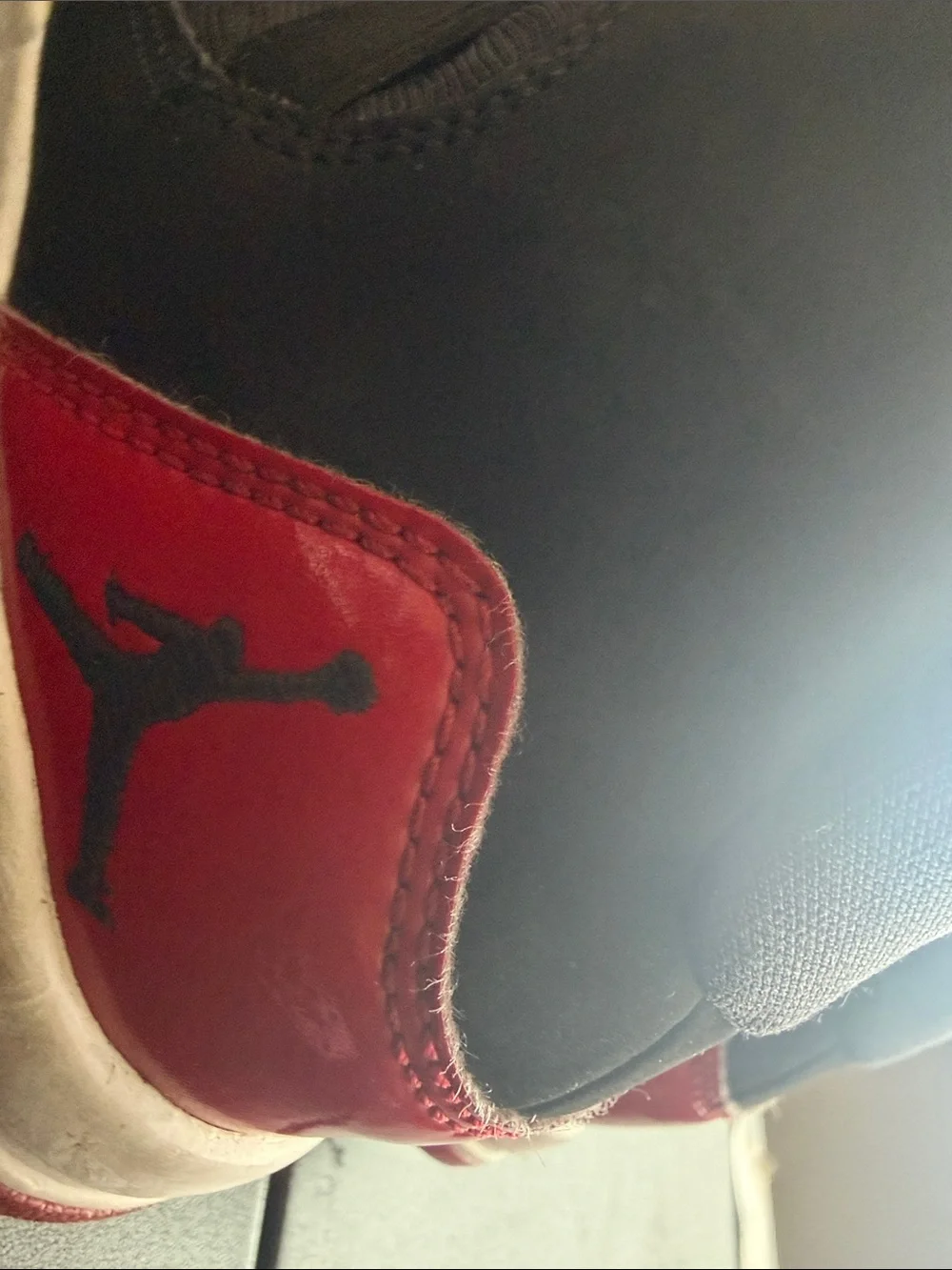 Jordan kids  Black Patent Leather Sneakers with Red Accents
